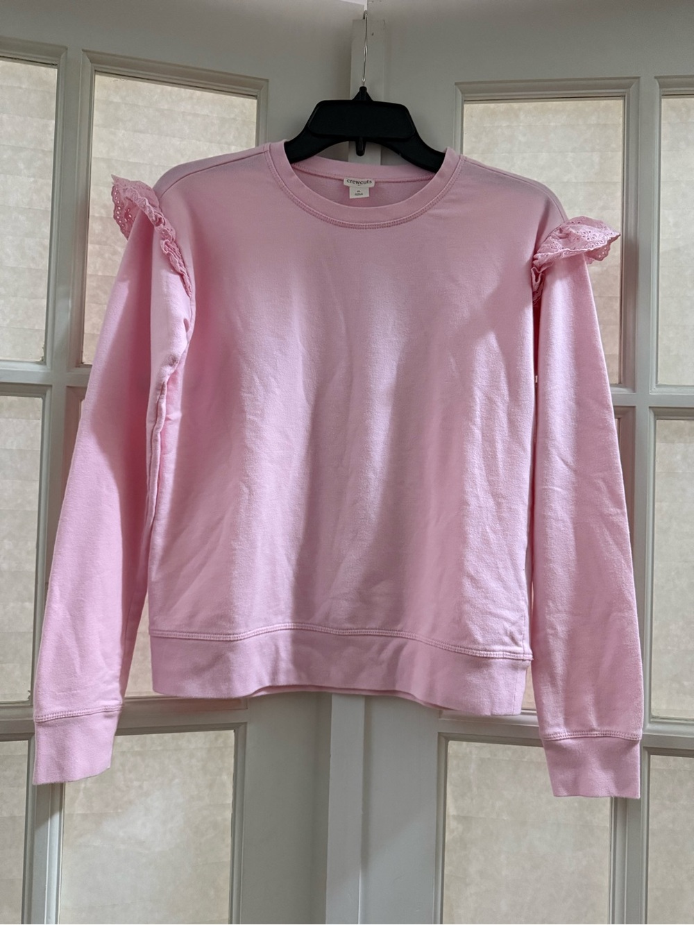 Crewcuts Pink Lace-Shoulder Crewneck Sweatshirt
